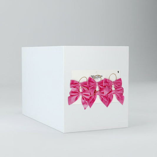 Hanging pink velvet bows - 6 pcs